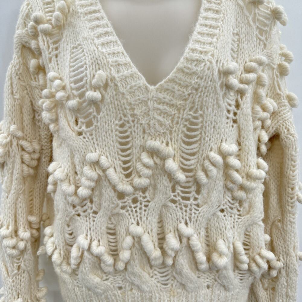 One On One Revolve Alpaca Popcorn Cable Knit Sweater Sz 1/Small Ivory Cottage ** - Picture 2 of 14